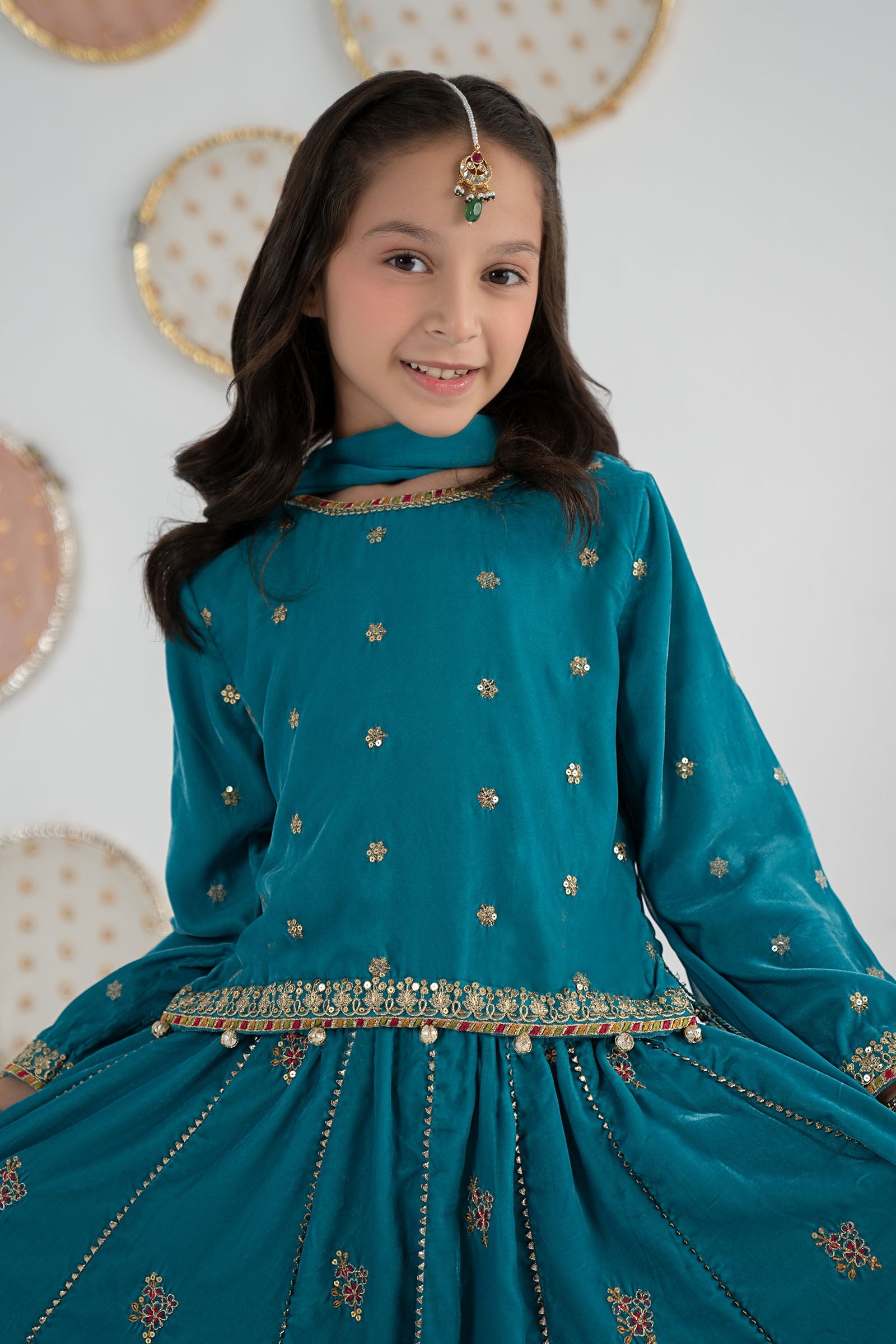 3 Piece Embroidered Velvet Suit - Kids Clothes - available at Maria Faisal in UK and USA