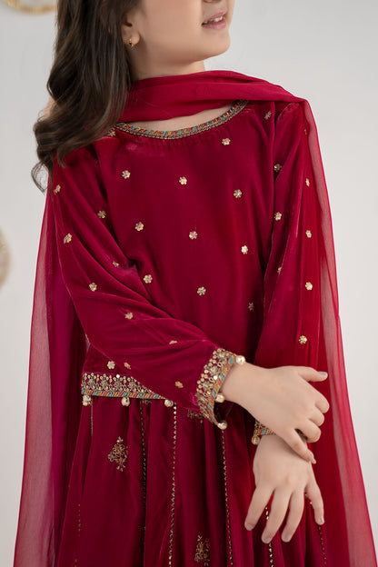 3 Piece Embroidered Velvet Suit - Kids Clothes - available at Maria Faisal in UK and USA