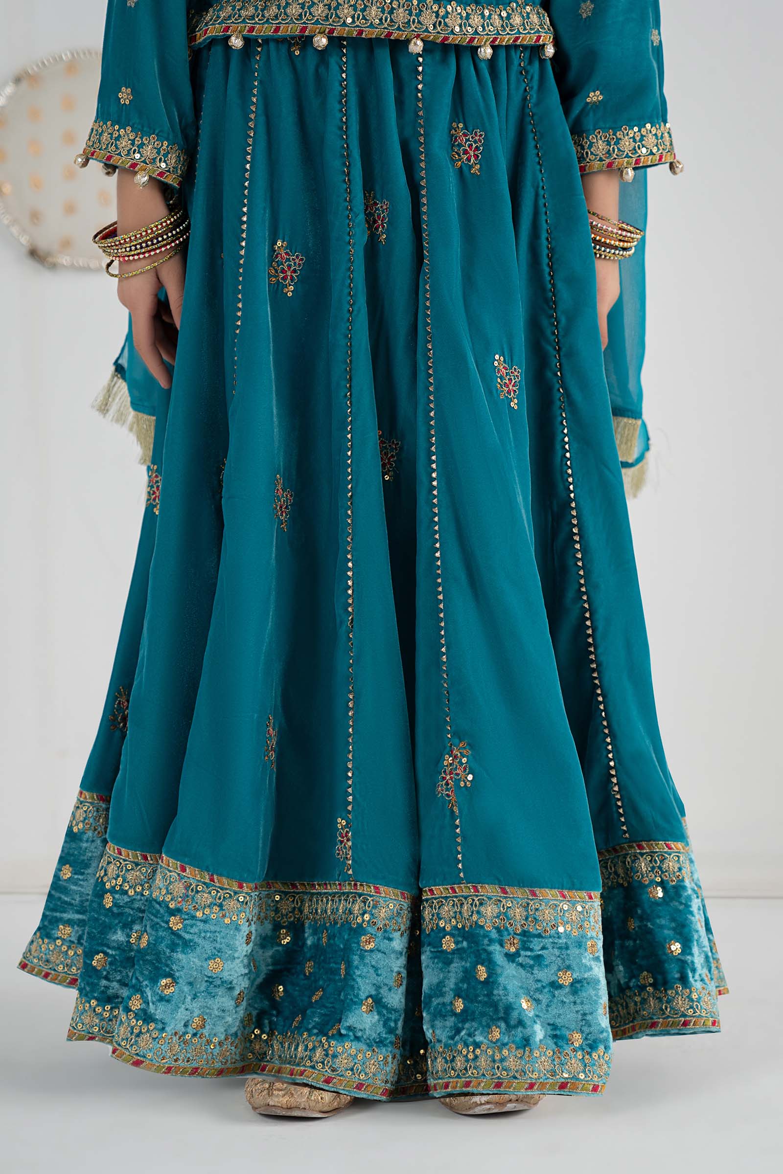 3 Piece Embroidered Velvet Suit - Kids Clothes - available at Maria Faisal in UK and USA