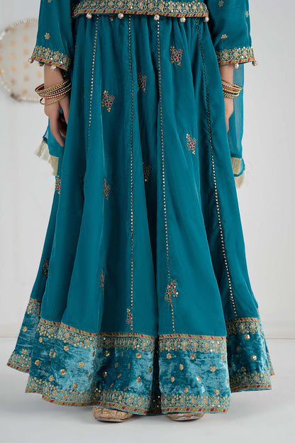 3 Piece Embroidered Velvet Suit - Kids Clothes - available at Maria Faisal in UK and USA