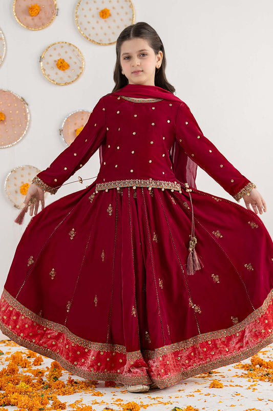 3 Piece Embroidered Velvet Suit - Kids Clothes - available at Maria Faisal in UK and USA