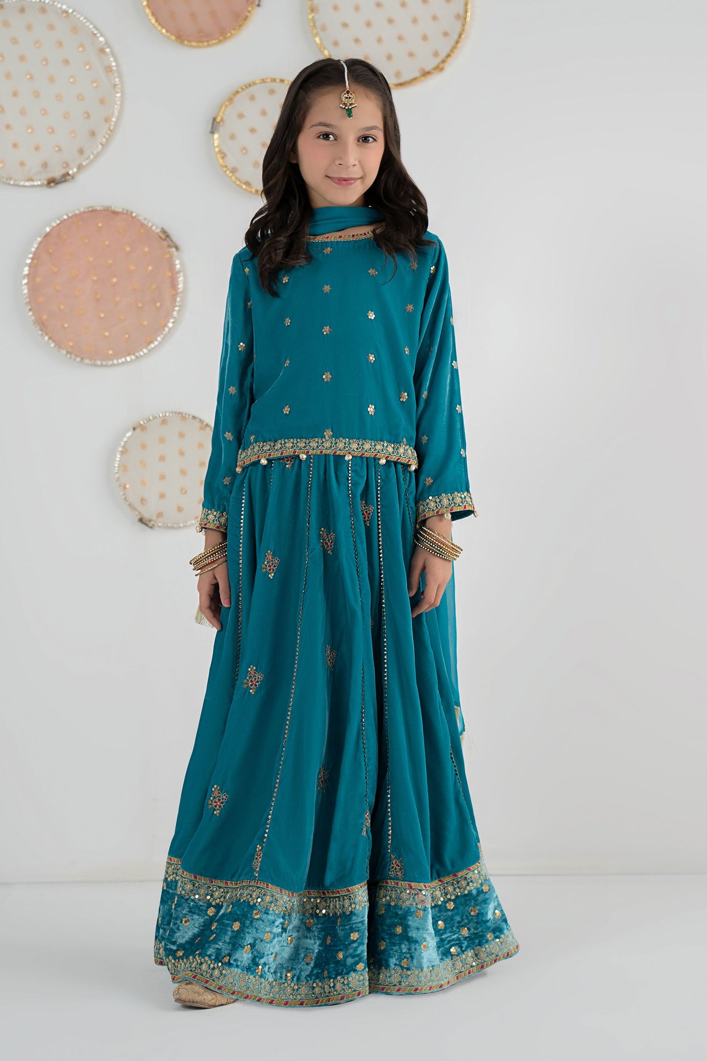 3 Piece Embroidered Velvet Suit - Kids Clothes - available at Maria Faisal in UK and USA