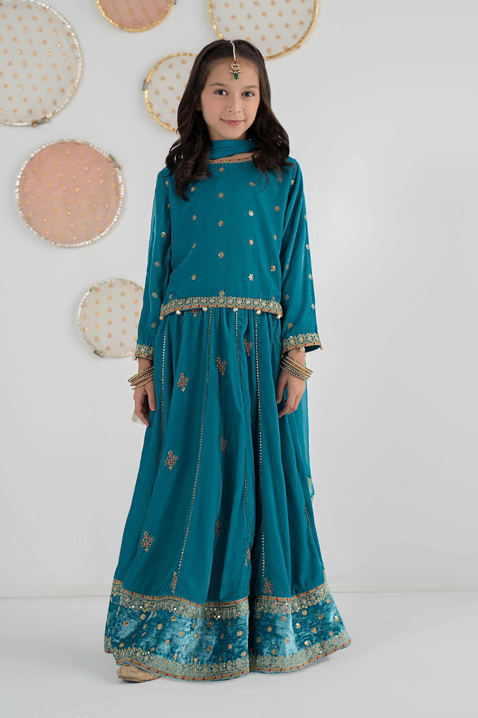 3 Piece Embroidered Velvet Suit - Kids Clothes - available at Maria Faisal in UK and USA