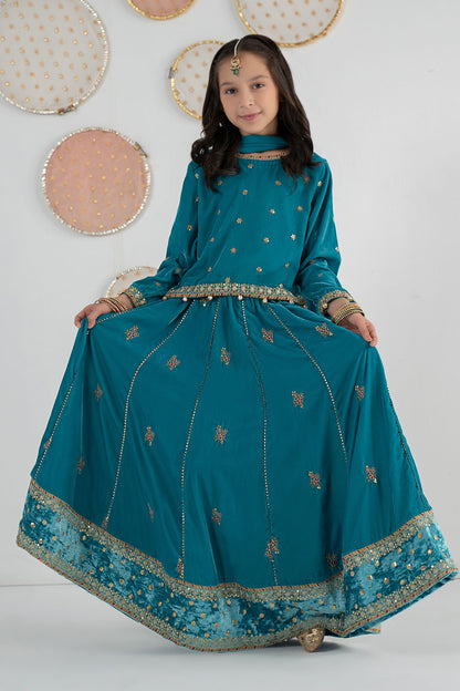 3 Piece Embroidered Velvet Suit - Kids Clothes - available at Maria Faisal in UK and USA