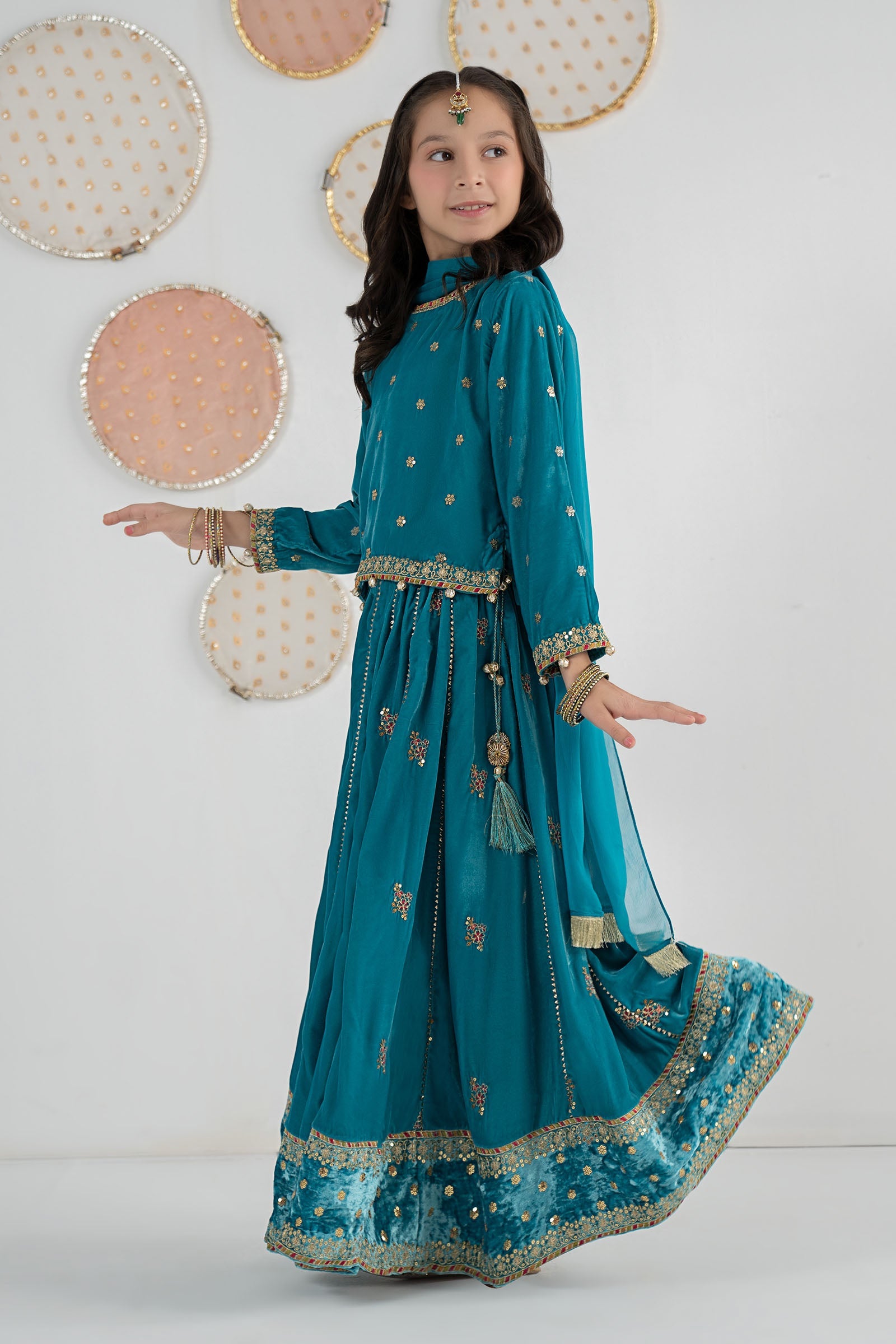 3 Piece Embroidered Velvet Suit - Kids Clothes - available at Maria Faisal in UK and USA