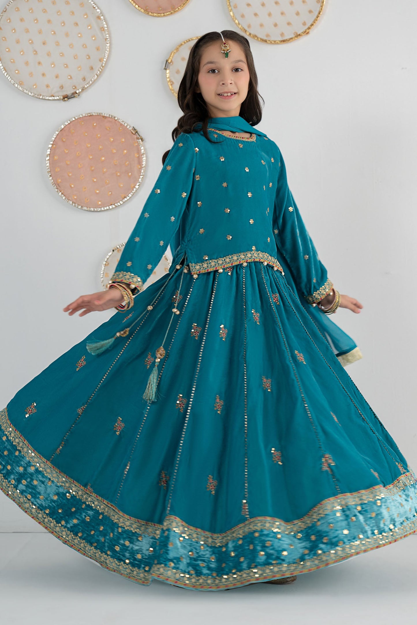 3 Piece Embroidered Velvet Suit - Kids Clothes - available at Maria Faisal in UK and USA