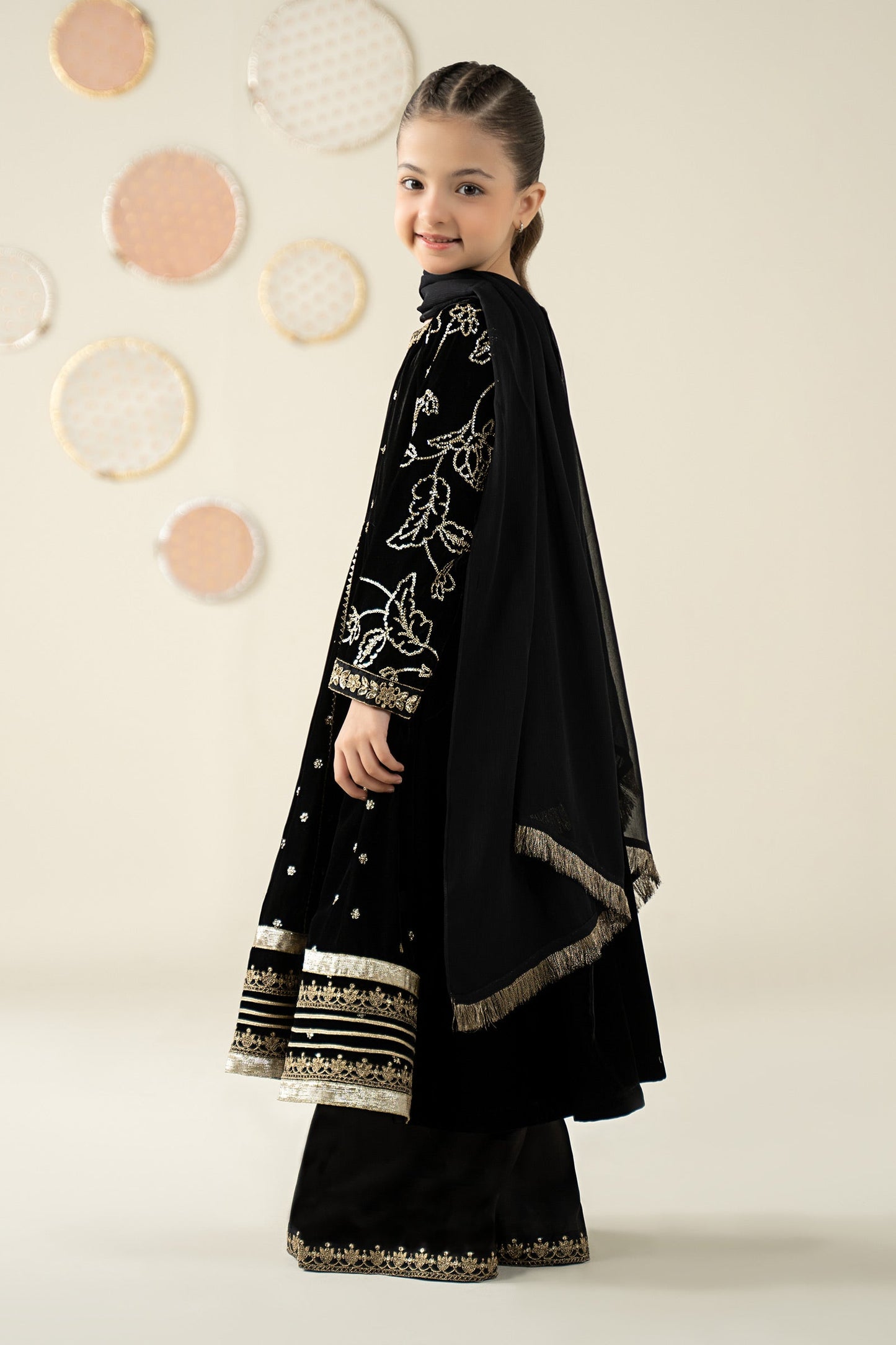 3 Piece Embroidered Velvet Suit - Kids Clothes - available at Maria Faisal in UK and USA