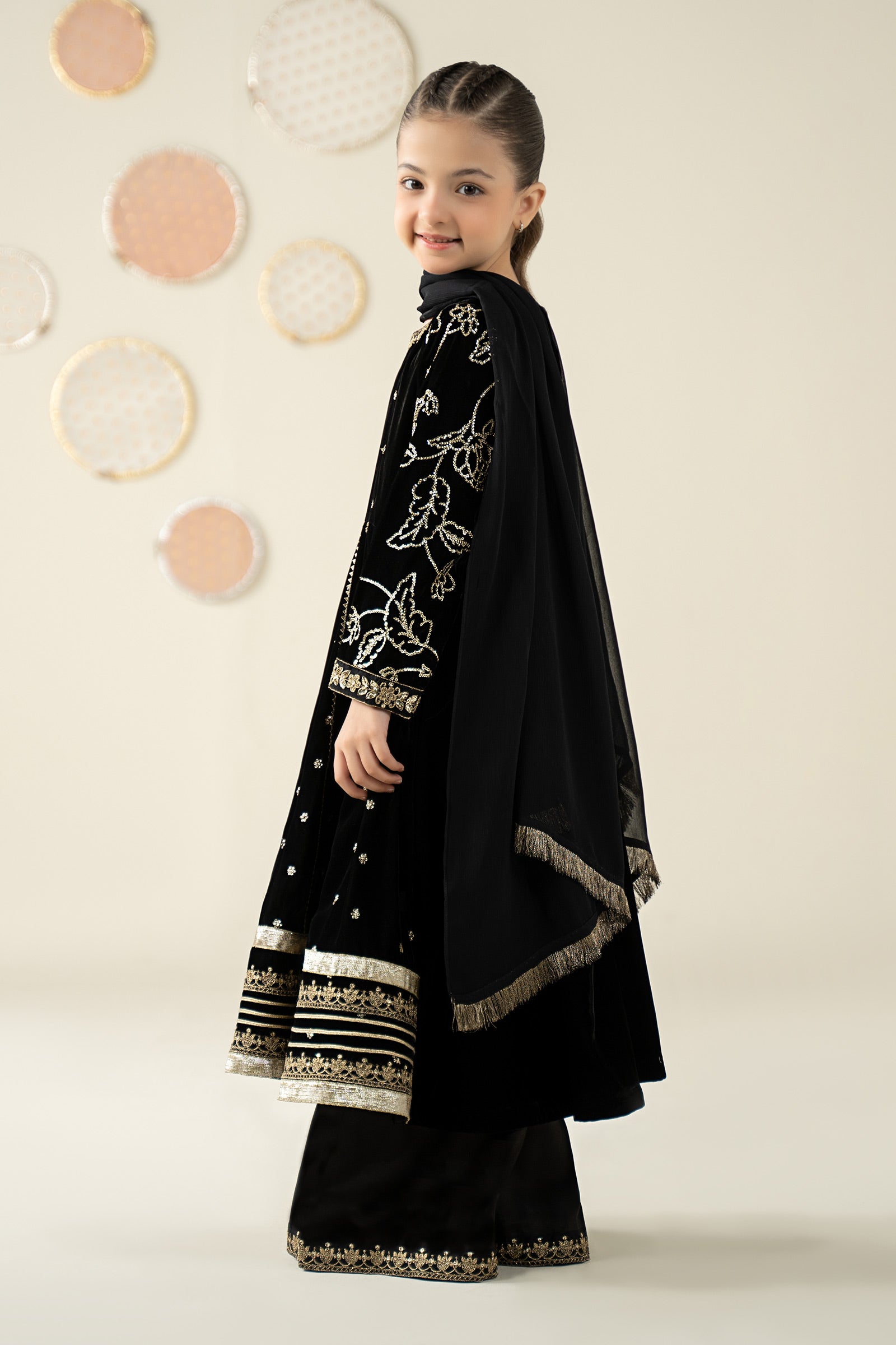 3 Piece Embroidered Velvet Suit - Kids Clothes - available at Maria Faisal in UK and USA
