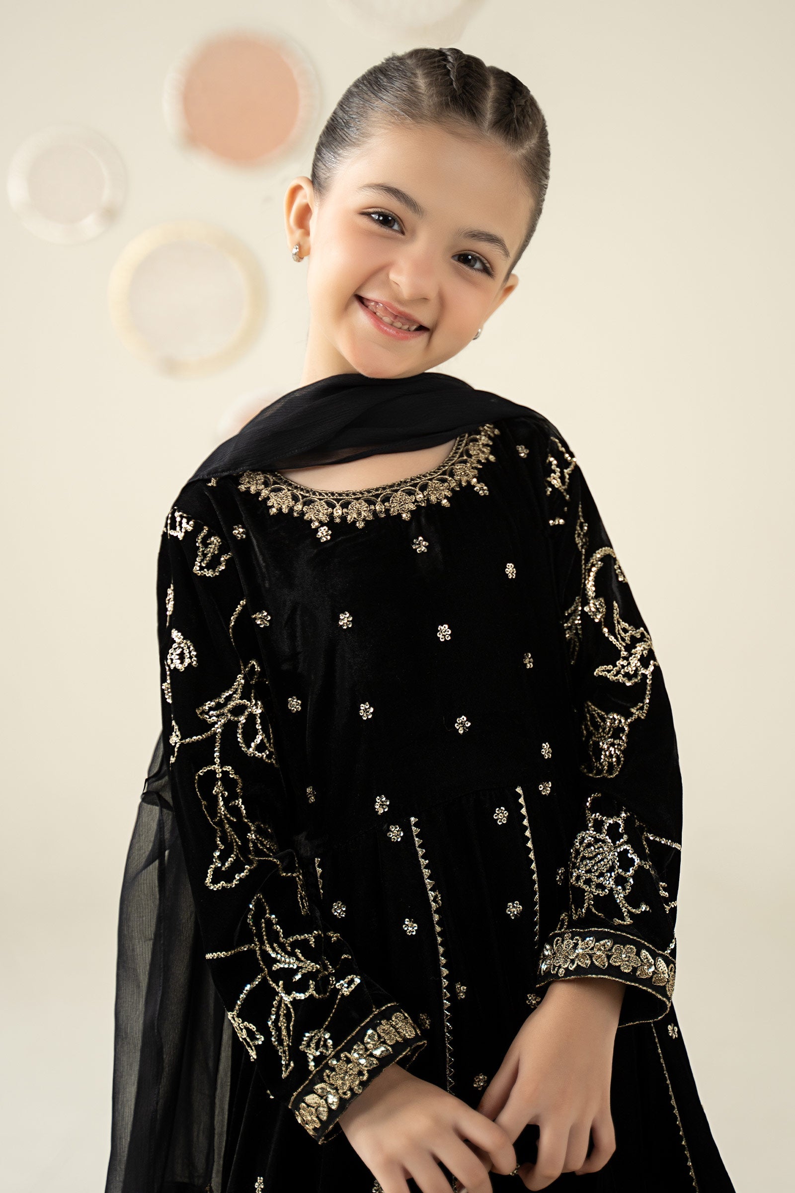3 Piece Embroidered Velvet Suit - Kids Clothes - available at Maria Faisal in UK and USA