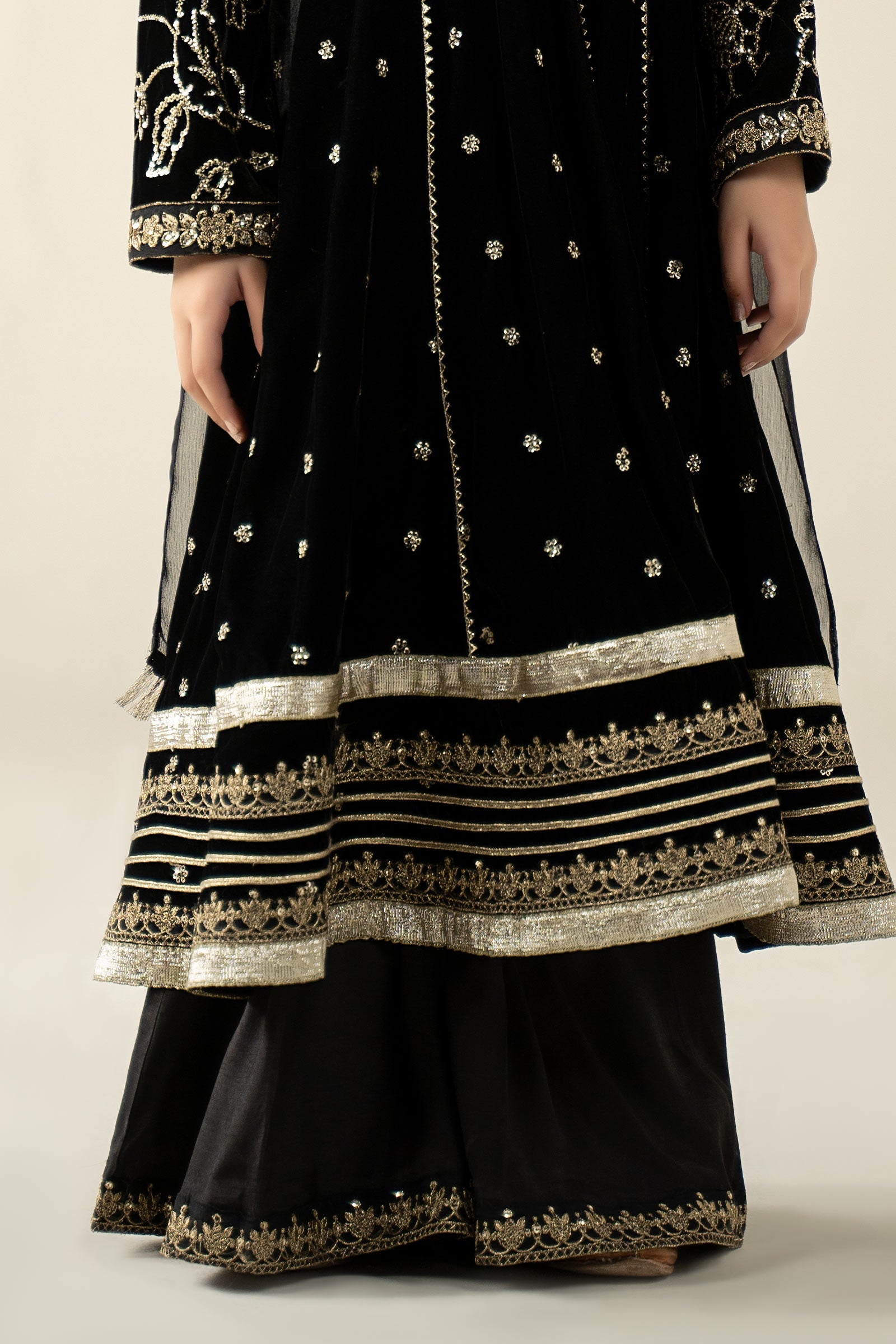 3 Piece Embroidered Velvet Suit - Kids Clothes - available at Maria Faisal in UK and USA