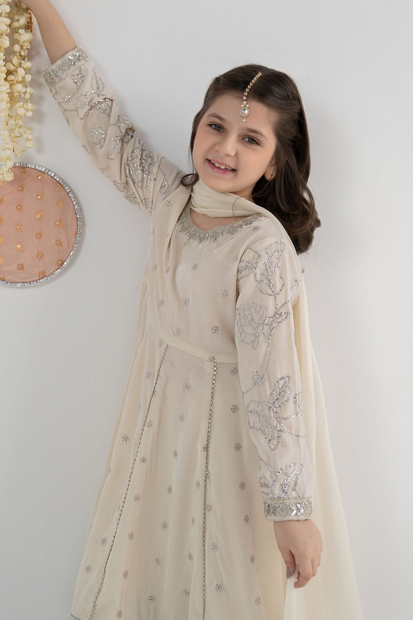 3 Piece Embroidered Velvet Suit - Festive Pakistani Kids Dresses - available at Maria Faisal in UK and USA
