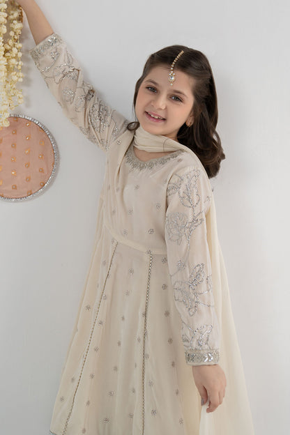 3 Piece Embroidered Velvet Suit - Festive Pakistani Kids Dresses - available at Maria Faisal in UK and USA
