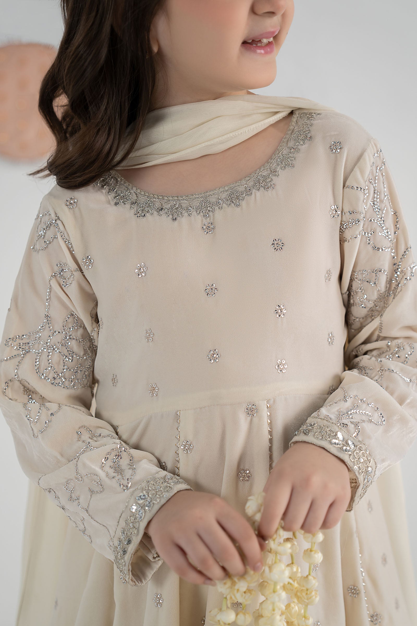 3 Piece Embroidered Velvet Suit - Festive Pakistani Kids Dresses - available at Maria Faisal in UK and USA