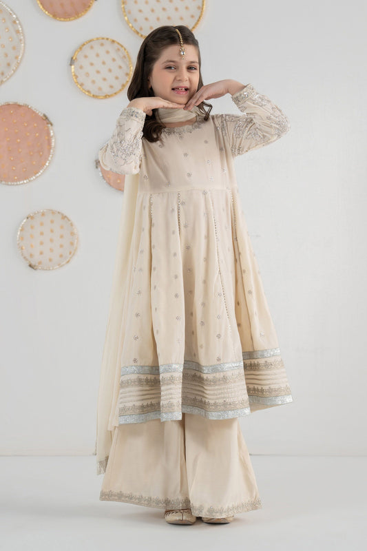 3 Piece Embroidered Velvet Suit - Festive Pakistani Kids Dresses - available at Maria Faisal in UK and USA
