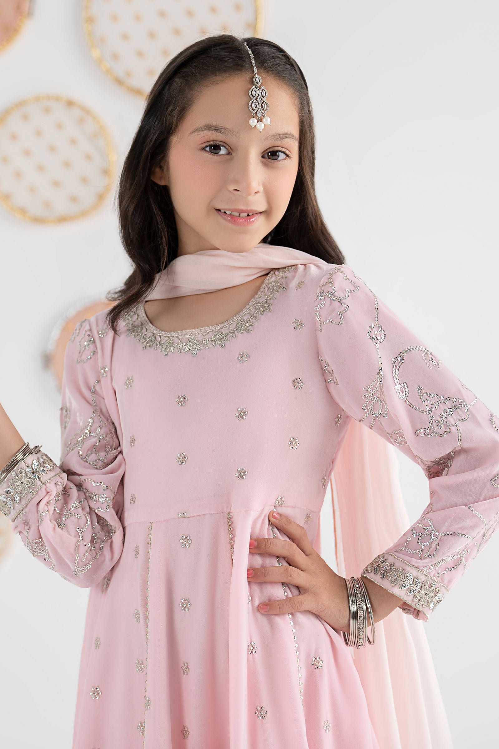 3 Piece Embroidered Velvet Suit - Festive Pakistani Kids Dresses - available at Maria Faisal in UK and USA