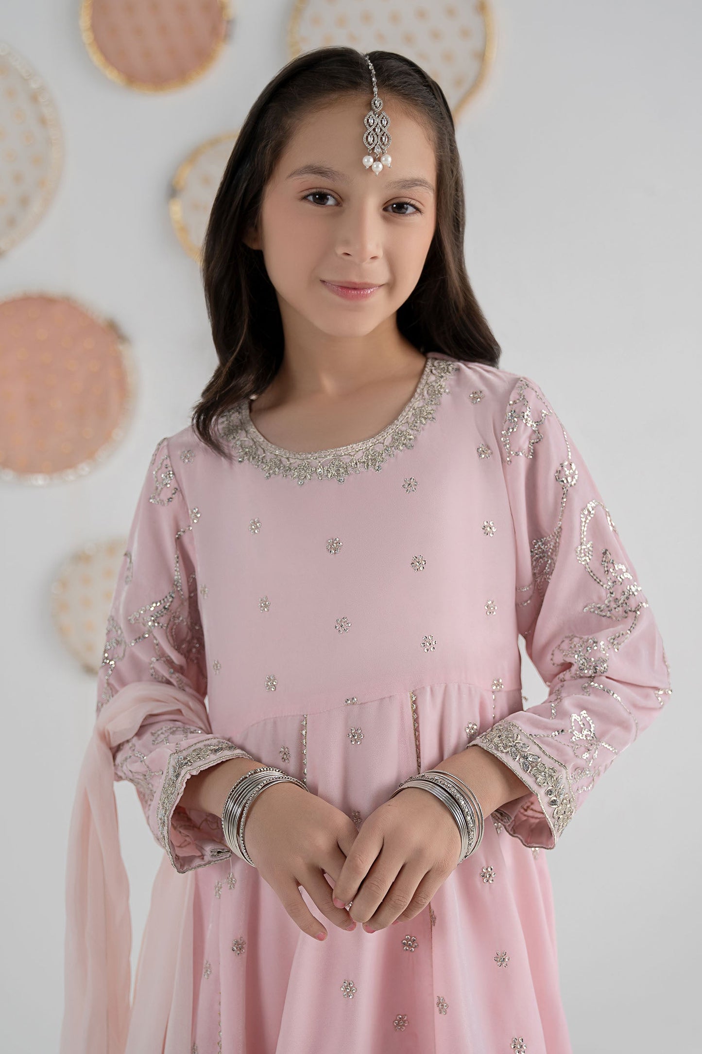 3 Piece Embroidered Velvet Suit - Festive Pakistani Kids Dresses - available at Maria Faisal in UK and USA
