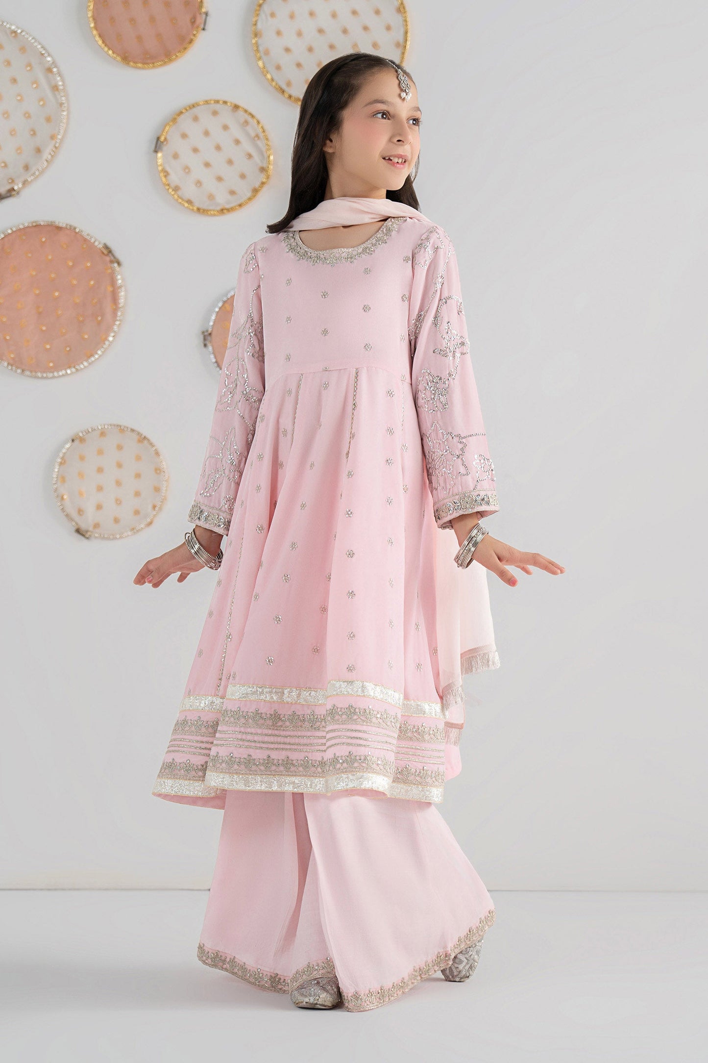 3 Piece Embroidered Velvet Suit - Festive Pakistani Kids Dresses - available at Maria Faisal in UK and USA