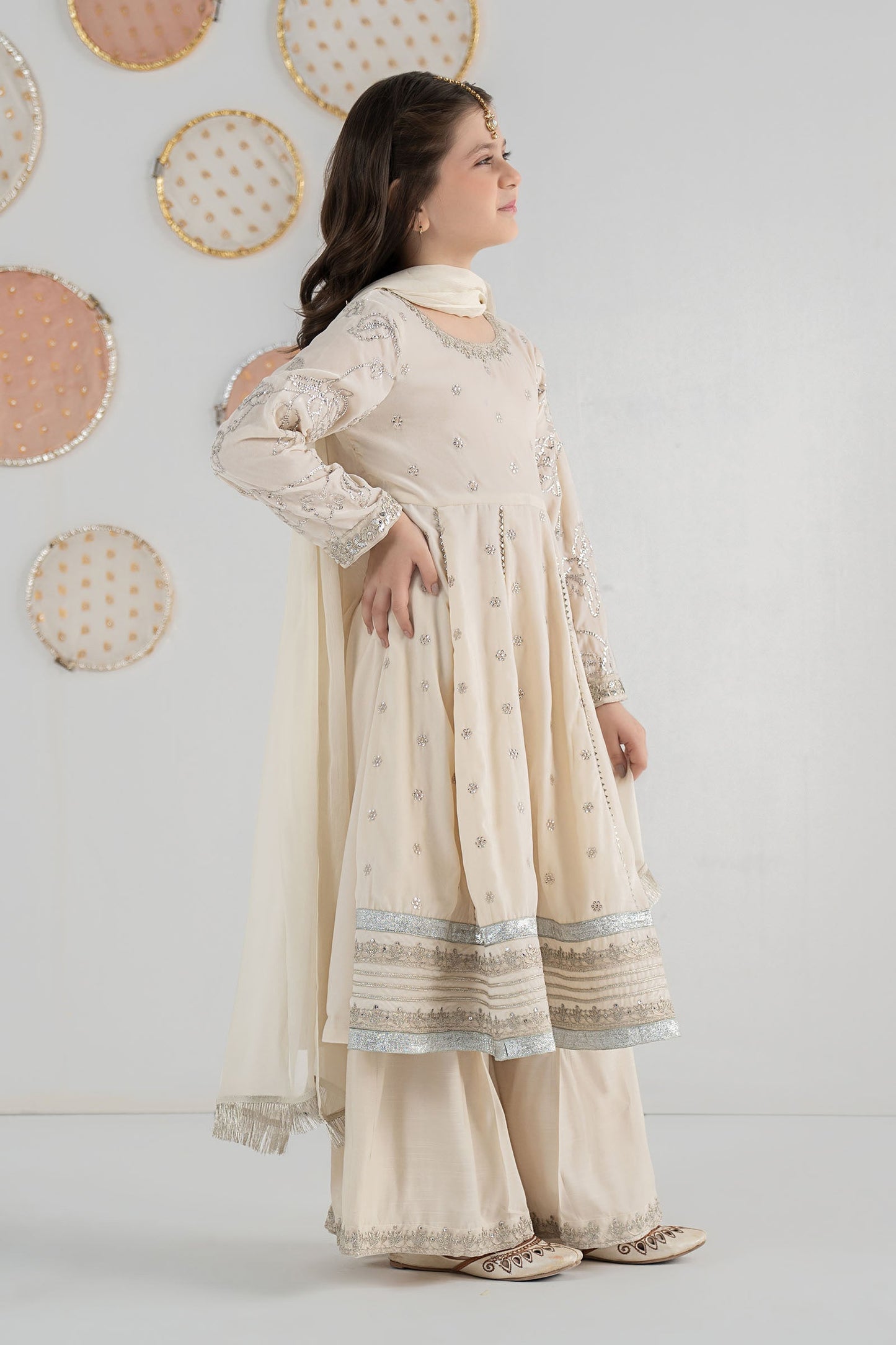3 Piece Embroidered Velvet Suit - Festive Pakistani Kids Dresses - available at Maria Faisal in UK and USA