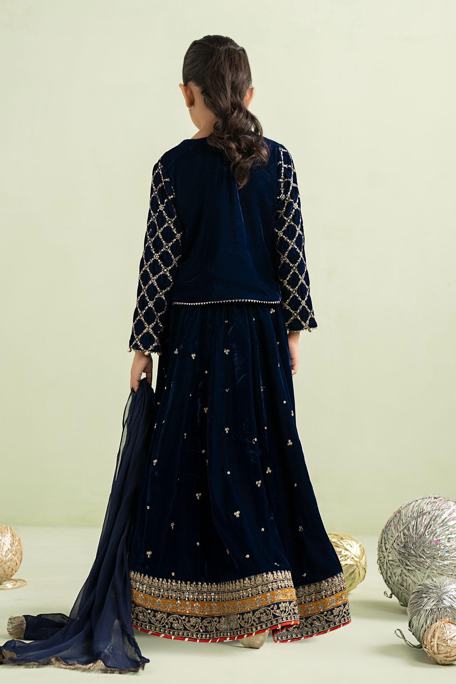3 Piece Embroidered Velvet Suit - Kids Clothes - available at Maria Faisal in UK and USA