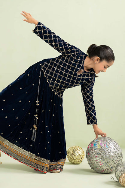 3 Piece Embroidered Velvet Suit - Kids Clothes - available at Maria Faisal in UK and USA