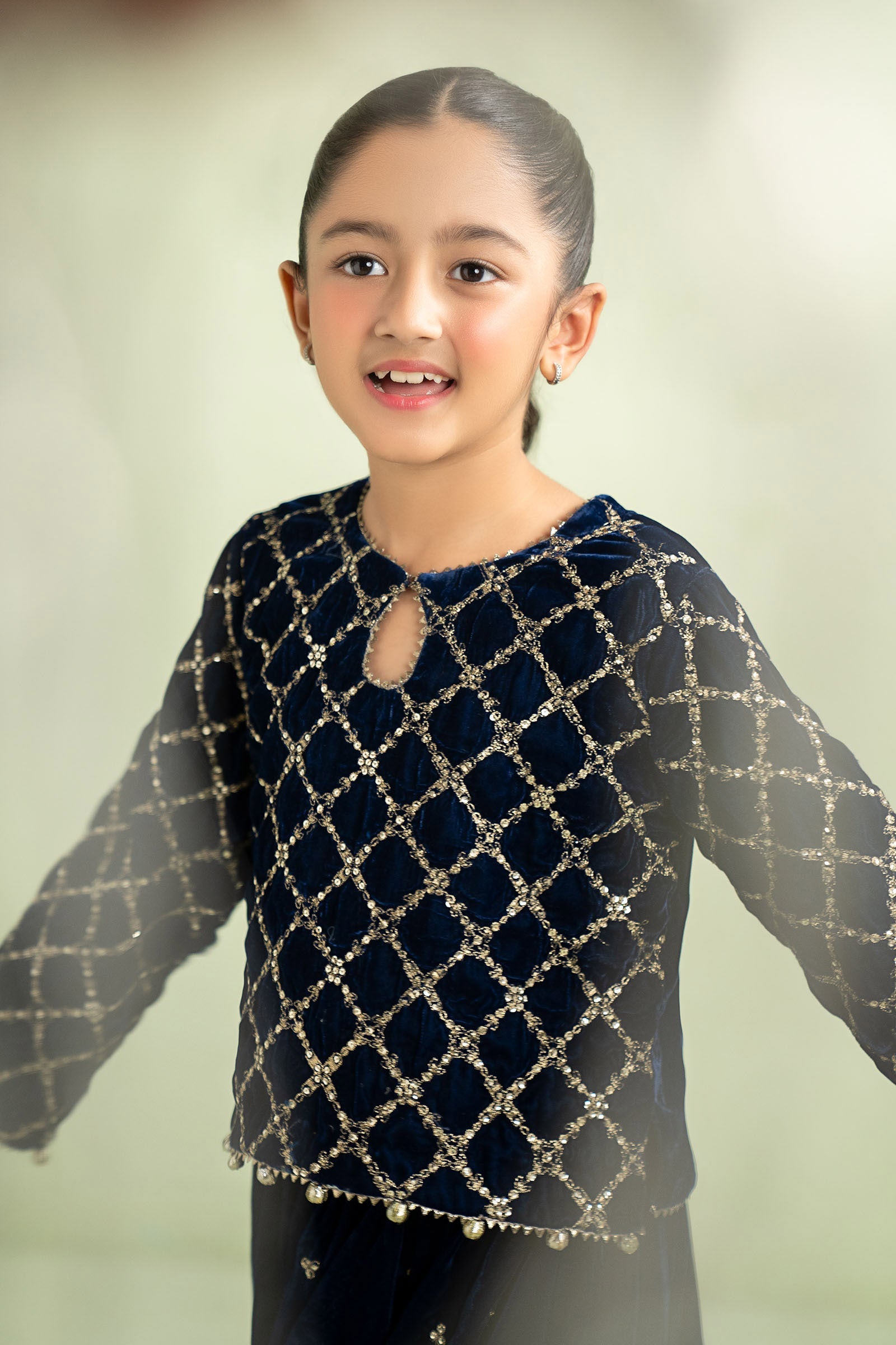 3 Piece Embroidered Velvet Suit - Kids Clothes - available at Maria Faisal in UK and USA