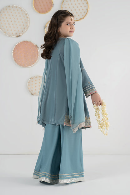 3 Piece Embroidered Velvet Suit - Festive Pakistani Kids Dresses - available at Maria Faisal in UK and USA