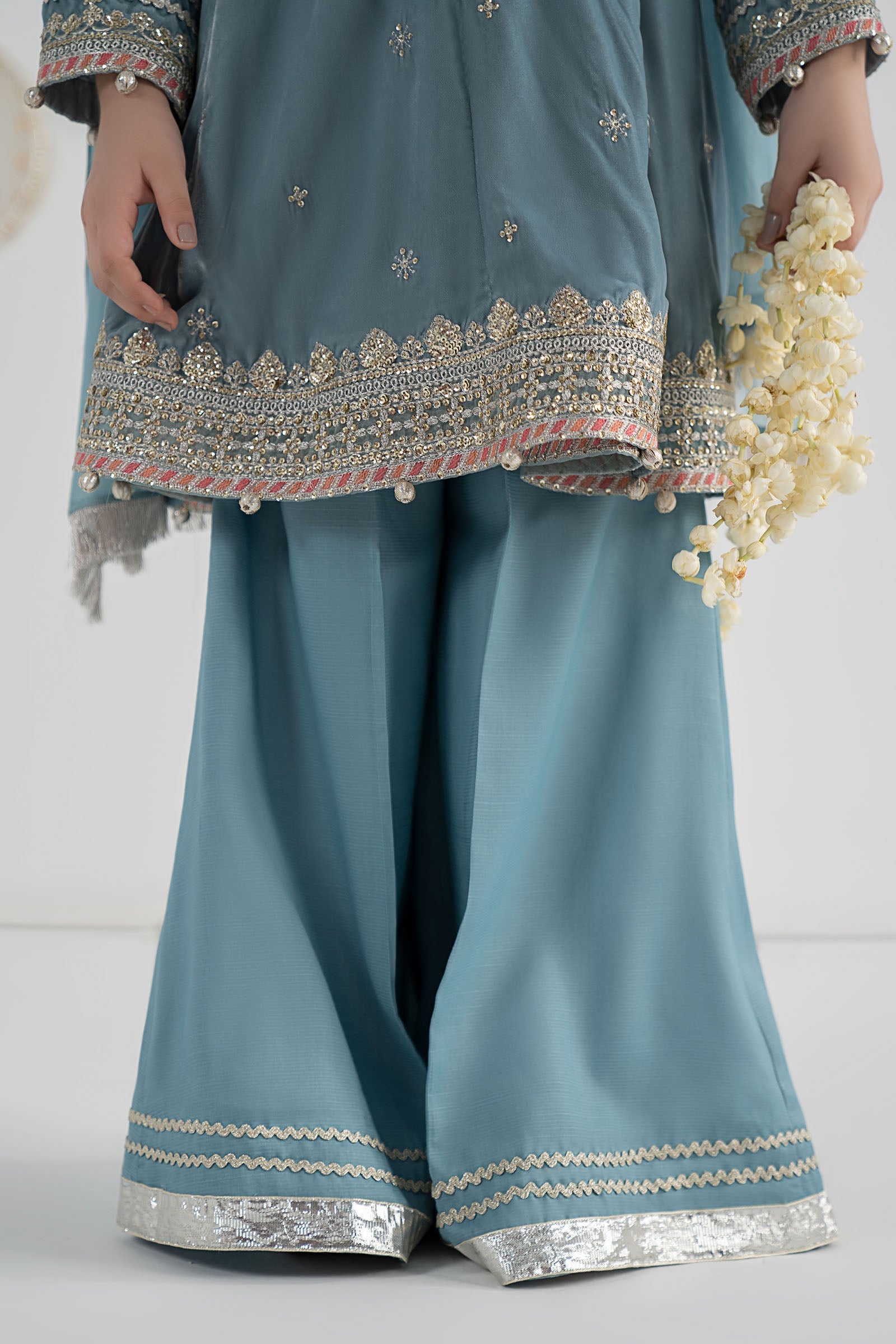 3 Piece Embroidered Velvet Suit - Festive Pakistani Kids Dresses - available at Maria Faisal in UK and USA