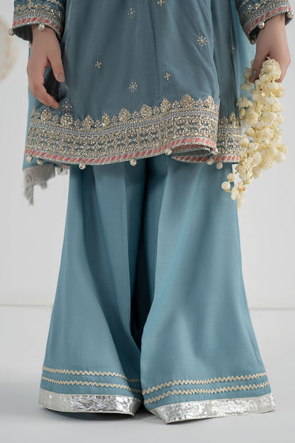 3 Piece Embroidered Velvet Suit - Festive Pakistani Kids Dresses - available at Maria Faisal in UK and USA