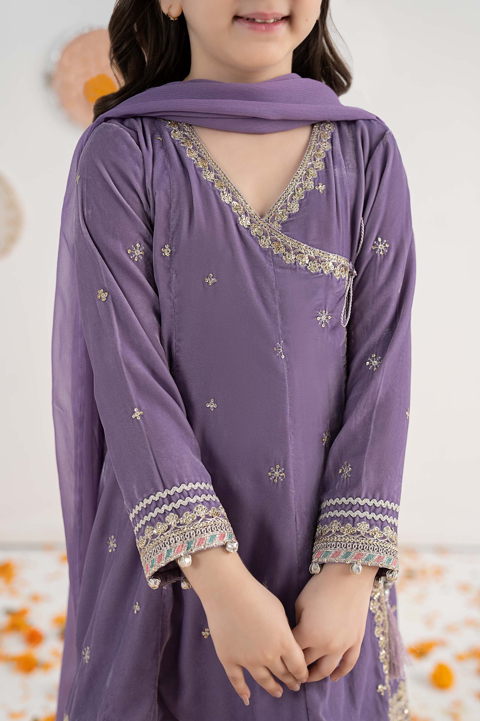 3 Piece Embroidered Velvet Suit - Kids Clothing - available at Maria Faisal in UK and USA.