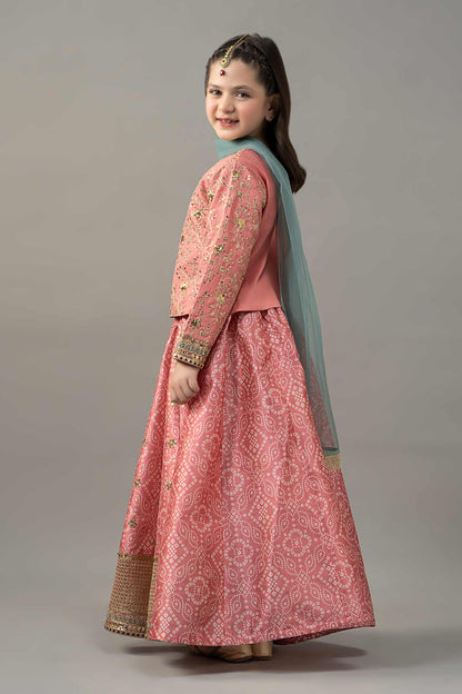 3 Piece Embroidered Raw Silk Suit - Kids Clothes - available at Maria Faisal in UK and USA
