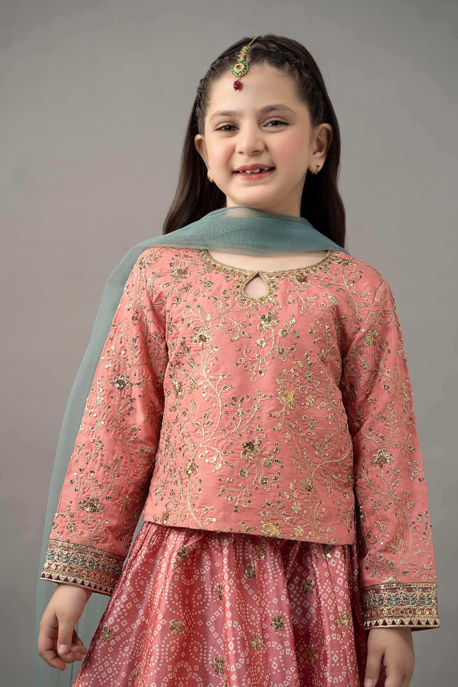3 Piece Embroidered Raw Silk Suit - Kids Clothes - available at Maria Faisal in UK and USA