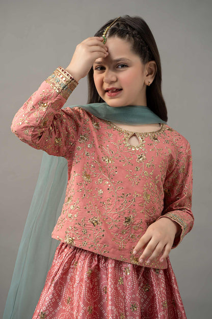 3 Piece Embroidered Raw Silk Suit - Kids Clothes - available at Maria Faisal in UK and USA