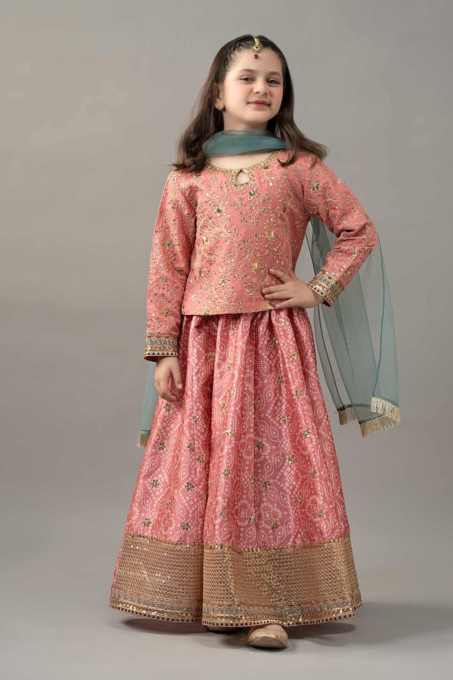 3 Piece Embroidered Raw Silk Suit - Kids Clothes - available at Maria Faisal in UK and USA