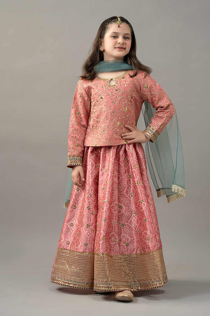 3 Piece Embroidered Raw Silk Suit - Kids Clothes - available at Maria Faisal in UK and USA