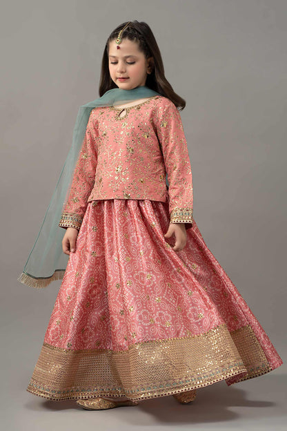 3 Piece Embroidered Raw Silk Suit - Kids Clothes - available at Maria Faisal in UK and USA