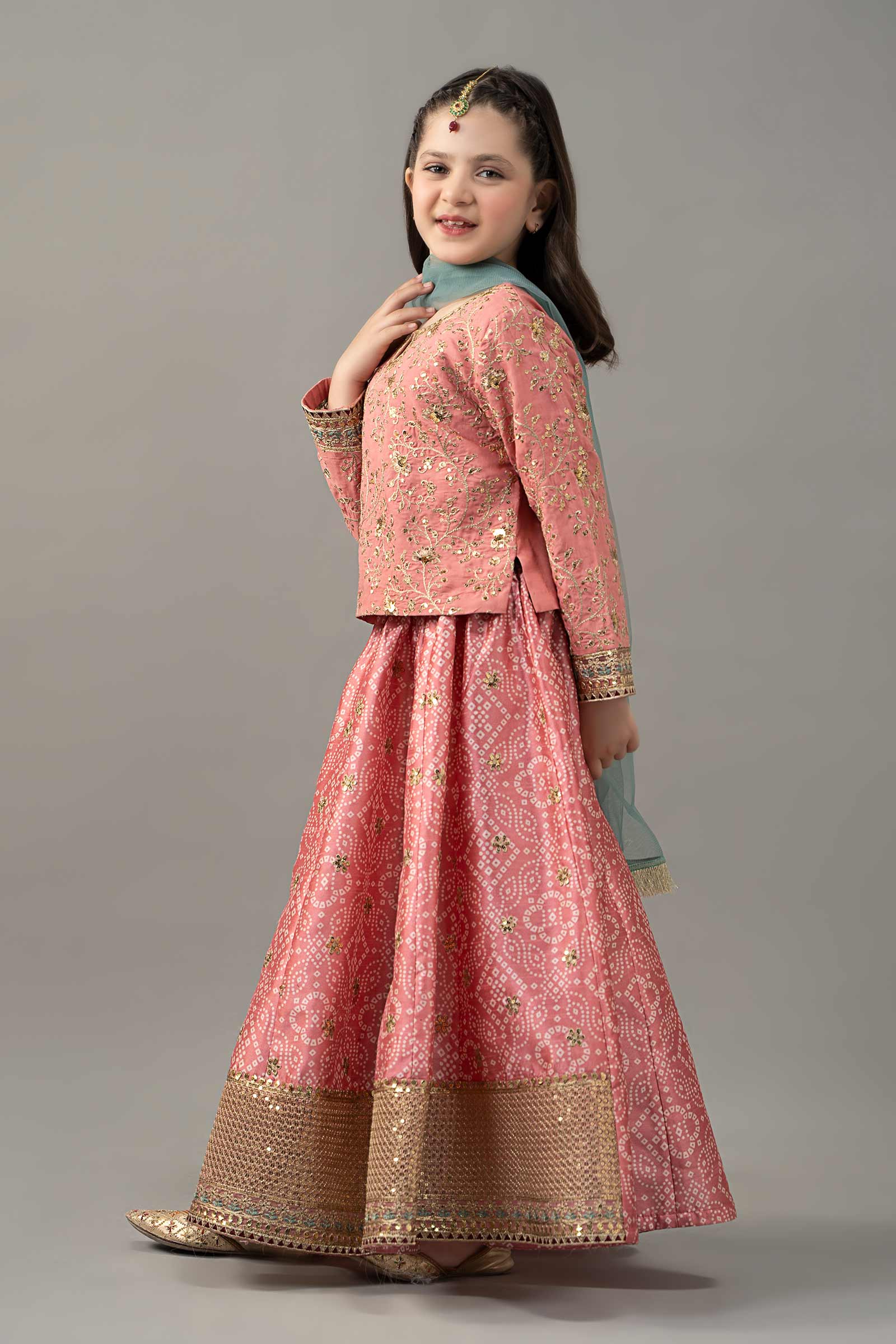3 Piece Embroidered Raw Silk Suit - Kids Clothes - available at Maria Faisal in UK and USA
