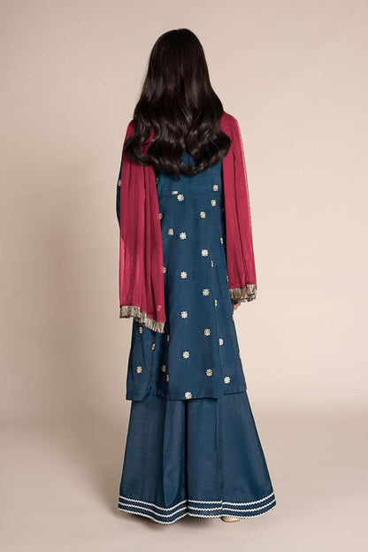 Maria B | 3 Piece Embroidered Raw Silk Suit | MKS-EF25-07 by Maria Faisal - Registered Vendor of : Maria B - type : Kids Clothes - 100% original wedding dresses
