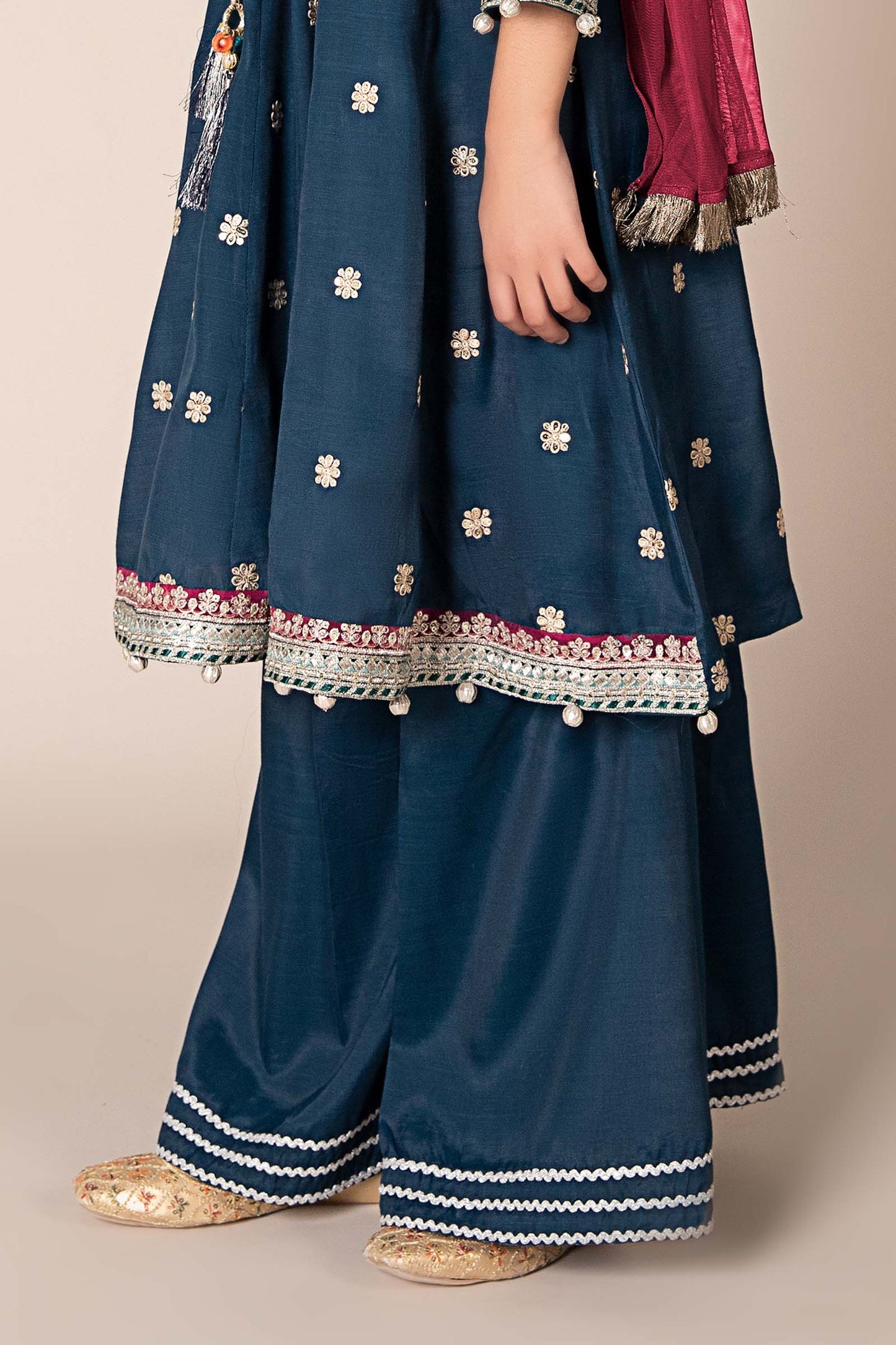 Maria B | 3 Piece Embroidered Raw Silk Suit | MKS-EF25-07 by Maria Faisal - Registered Vendor of : Maria B - type : Kids Clothes - 100% original wedding dresses