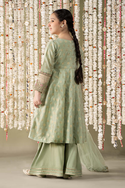 Maria B | 3 Piece Embroidered Cotton Lurex Suit | MKS-EF25-12 by Maria Faisal - Registered Vendor of : Maria B - type : Kids Clothes - 100% original wedding dresses