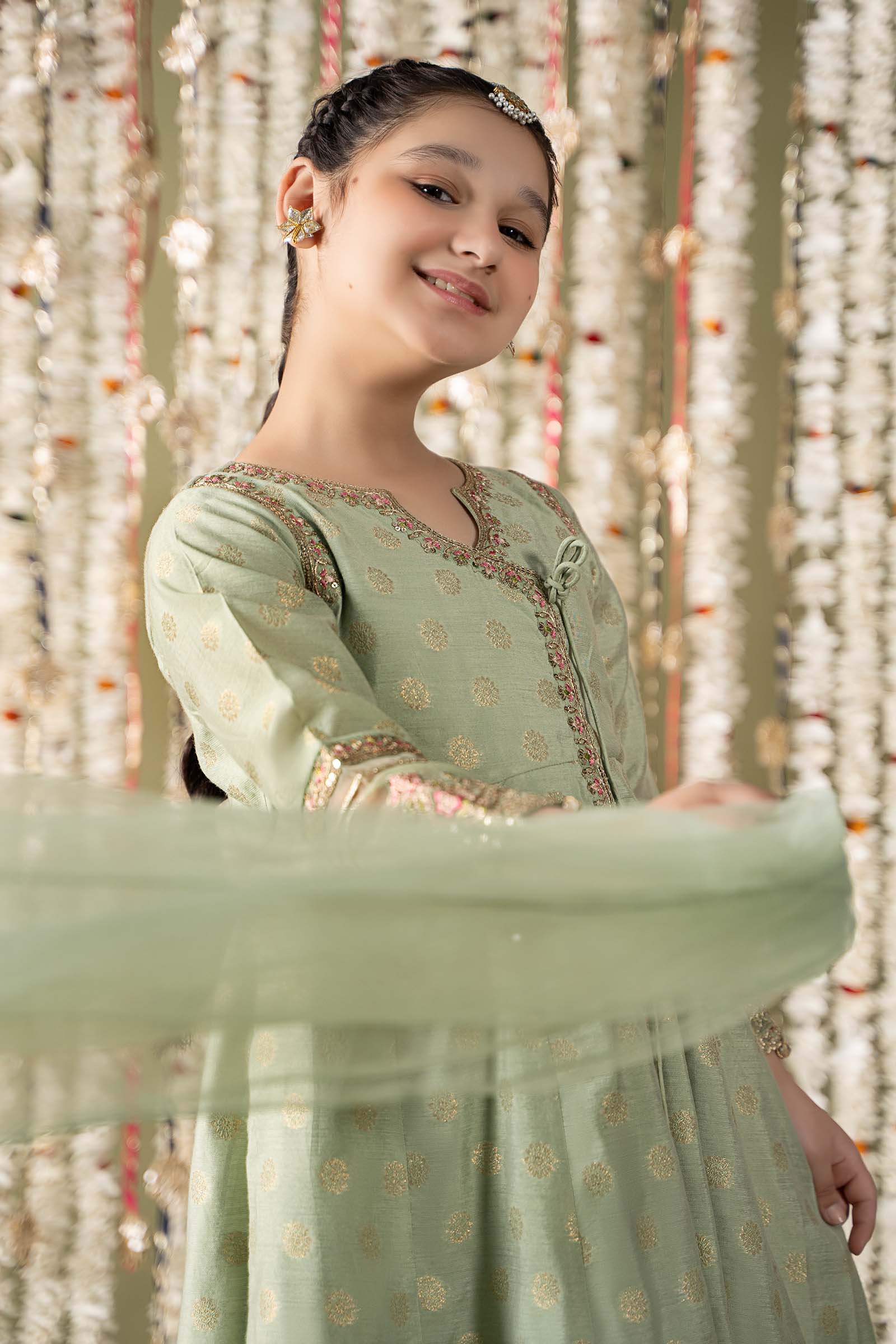 Maria B | 3 Piece Embroidered Cotton Lurex Suit | MKS-EF25-12 by Maria Faisal - Registered Vendor of : Maria B - type : Kids Clothes - 100% original wedding dresses