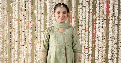 Maria B | 3 Piece Embroidered Cotton Lurex Suit | MKS-EF25-12 by Maria Faisal - Registered Vendor of : Maria B - type : Kids Clothes - 100% original wedding dresses