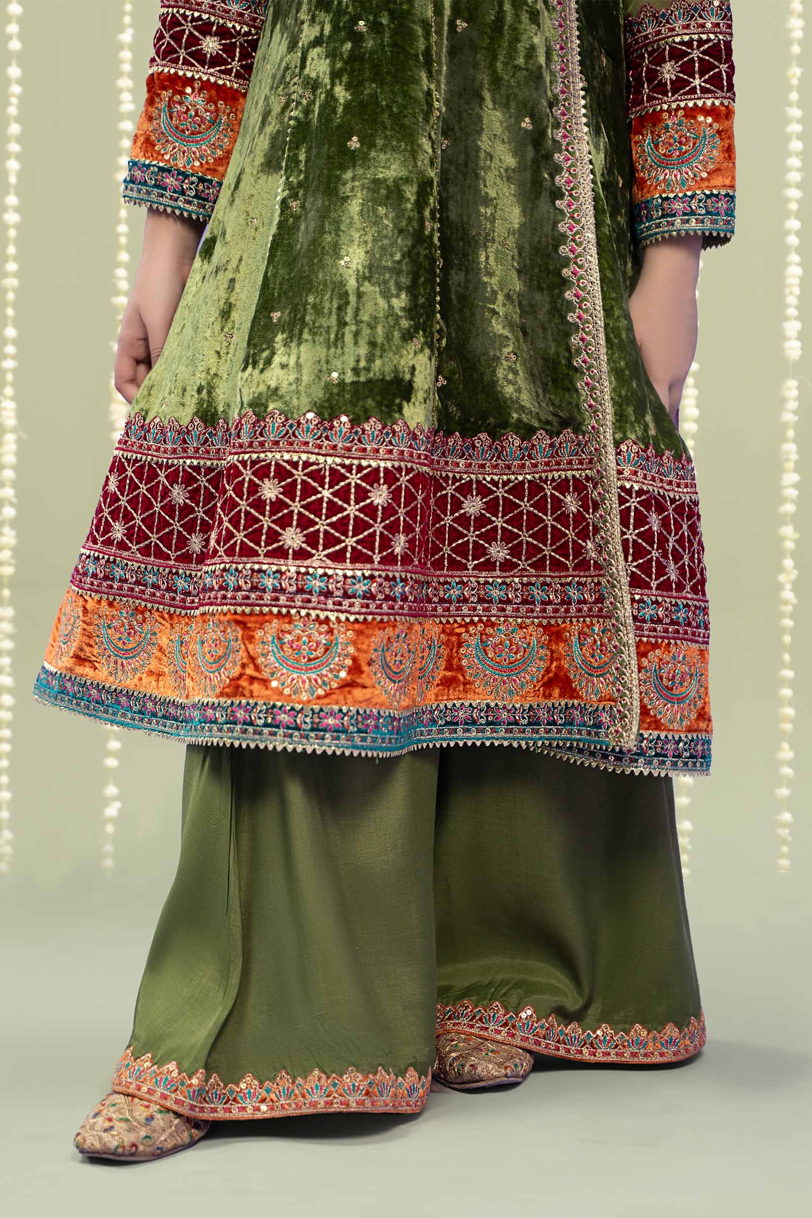 Maria B | 3 Piece Embroidered Velvet Suit | MKS-W24-15 by Maria Faisal - Registered Vendor of : Maria B - type : Kids Clothes - 100% original wedding dresses