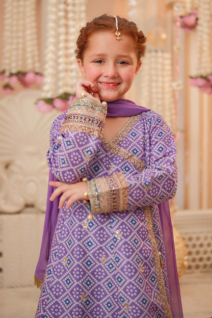 Maria B | 3 Piece Embroidered Raw Silk Suit | MKS-W24-20 by Maria Faisal - Registered Vendor of : Maria B - type : Kids Clothes - 100% original wedding dresses