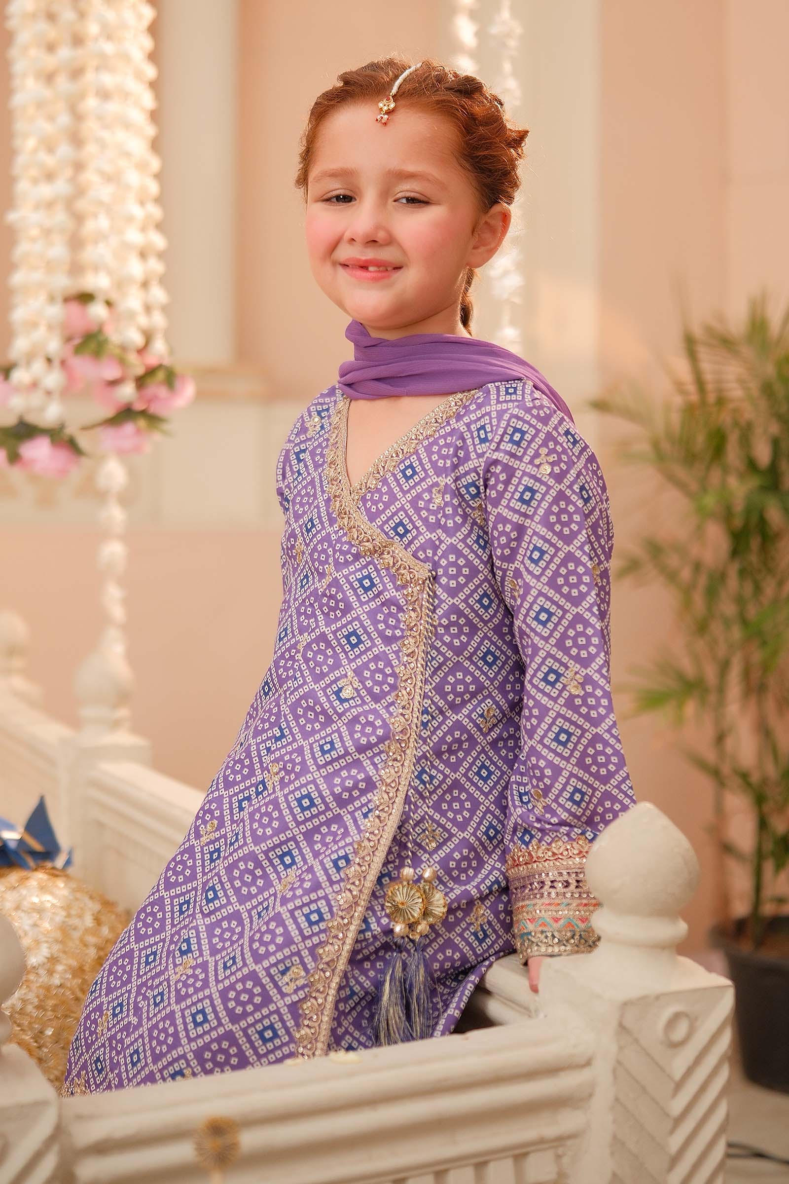 Maria B | 3 Piece Embroidered Raw Silk Suit | MKS-W24-20 by Maria Faisal - Registered Vendor of : Maria B - type : Kids Clothes - 100% original wedding dresses