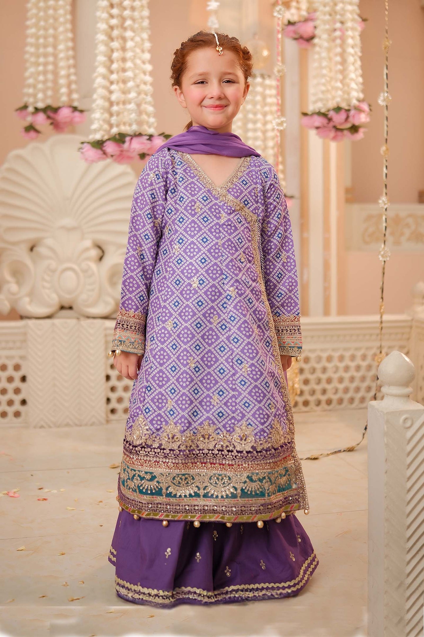 Maria B | 3 Piece Embroidered Raw Silk Suit | MKS-W24-20 by Maria Faisal - Registered Vendor of : Maria B - type : Kids Clothes - 100% original wedding dresses