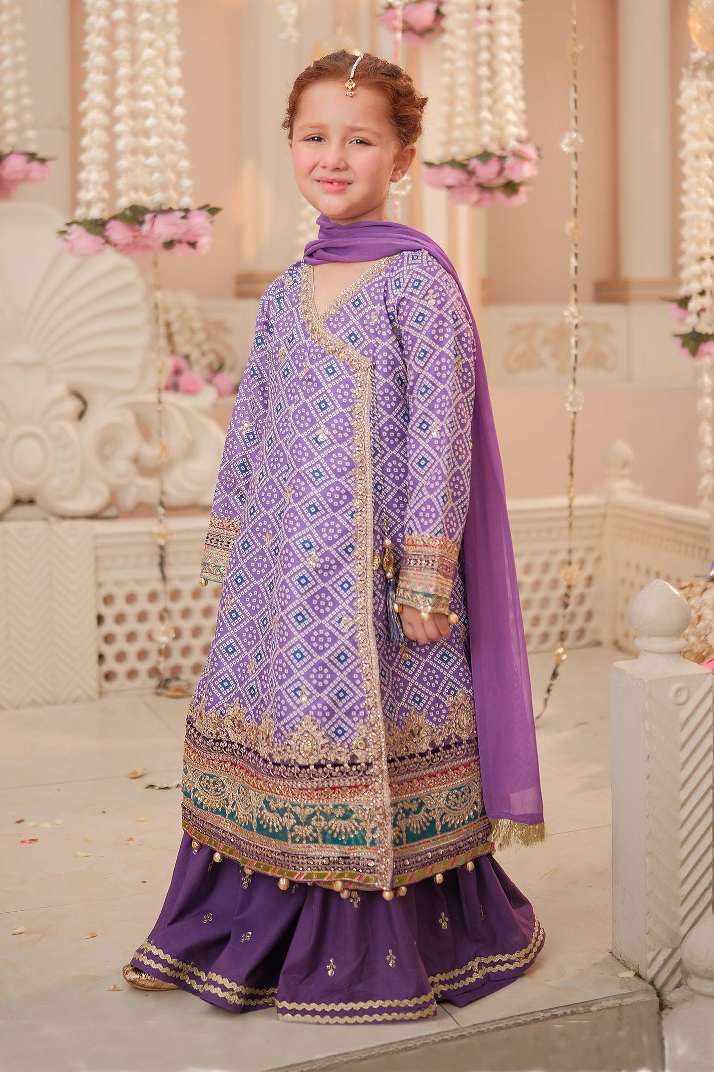 Maria B | 3 Piece Embroidered Raw Silk Suit | MKS-W24-20 by Maria Faisal - Registered Vendor of : Maria B - type : Kids Clothes - 100% original wedding dresses