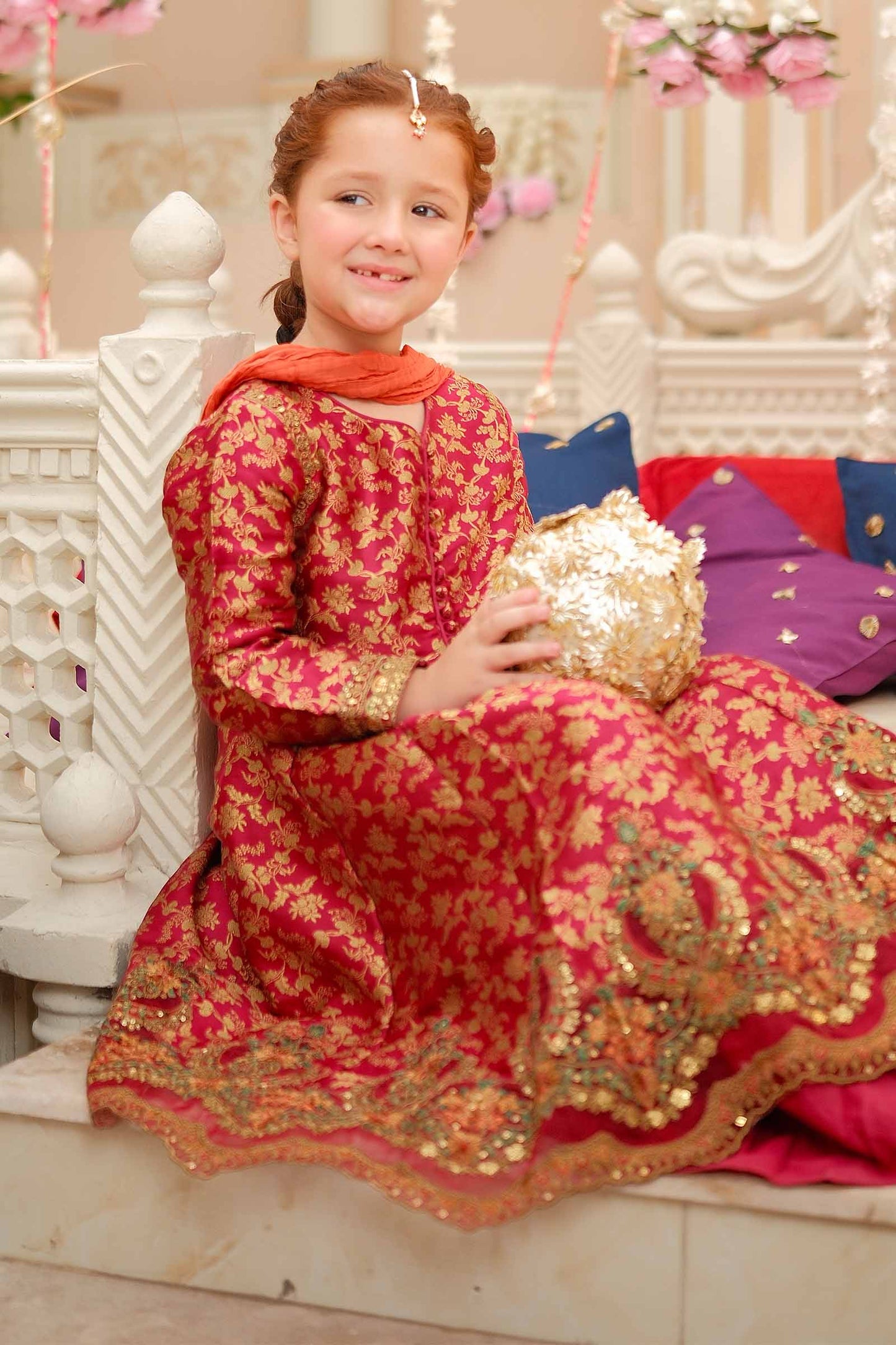 Maria B | 3 Piece Embroidered Jamawar Suit | MKS-W24-30 by Maria Faisal - Registered Vendor of : Maria B - type : Kids Clothes - 100% original wedding dresses