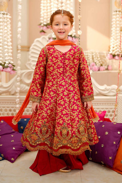 Maria B | 3 Piece Embroidered Jamawar Suit | MKS-W24-30 by Maria Faisal - Registered Vendor of : Maria B - type : Kids Clothes - 100% original wedding dresses