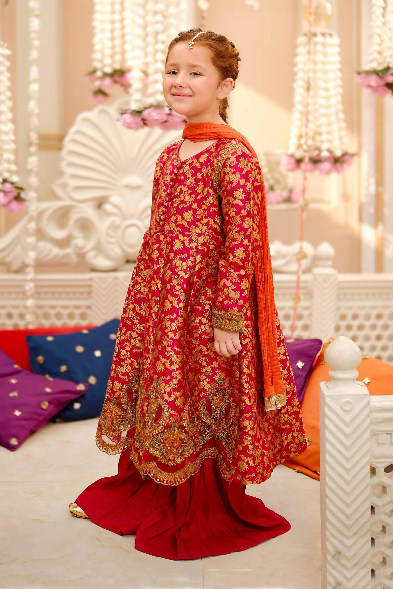 Maria B | 3 Piece Embroidered Jamawar Suit | MKS-W24-30 by Maria Faisal - Registered Vendor of : Maria B - type : Kids Clothes - 100% original wedding dresses