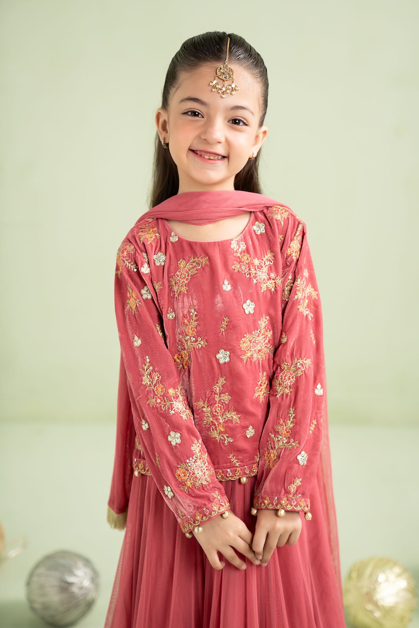 3 Piece Embroidered Velvet Suit - Kids Clothes - available at Maria Faisal in UK and USA